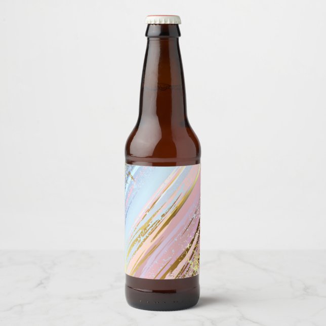 Rótulo Para Garrafa De Cerveja Fundo Rosa Texturizado (Frente)