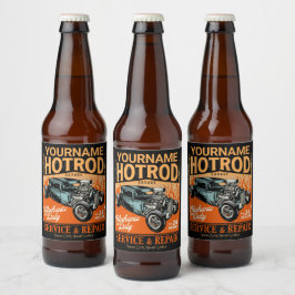 Rótulo Para Garrafa De Cerveja Garagem de Hot Rod Personalizada com NOME Loja de 