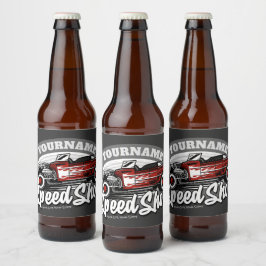 Rótulo Para Garrafa De Cerveja Garagem de Hot Rod Vermelho Personalizado NOME Ofi