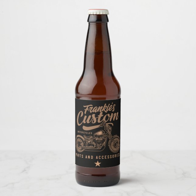 Rótulo Para Garrafa De Cerveja Garagem de motocicleta personalizada de motociclis (Frente)