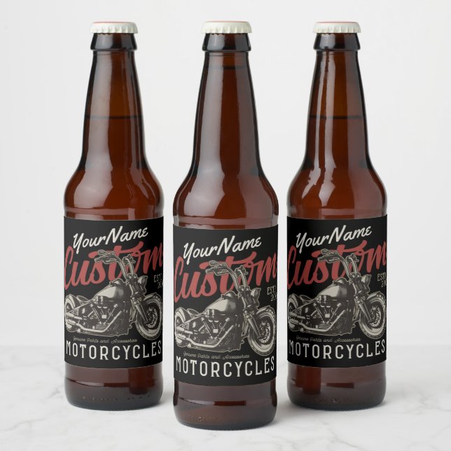 Rótulo Para Garrafa De Cerveja Garagem de Motocicleta Rebelde Personalizada Cruze (Garrafas)
