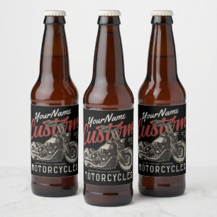 Rótulo Para Garrafa De Cerveja Garagem de Motoqueiro Rebelde Personalizada de Mot