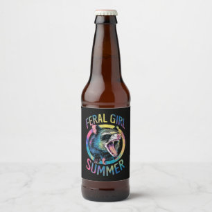 Rótulo Para Garrafa De Cerveja Garota Feral Verão Gambá Tie Dye Guaxinim