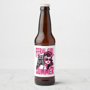 Rótulo Para Garrafa De Cerveja Garota Selvagem Vintage Verão Opossum Farto Mapach