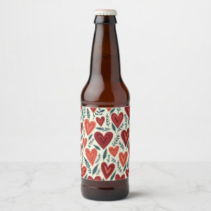 Rótulo Para Garrafa De Cerveja garrafa de cerveja de padrão cardíaco.