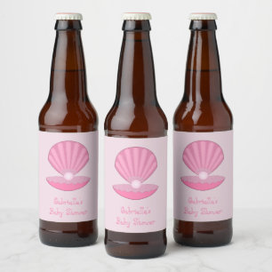 Rótulo Para Garrafa De Cerveja Garrafa de ostras rosa e Chá de fraldas de pérolas