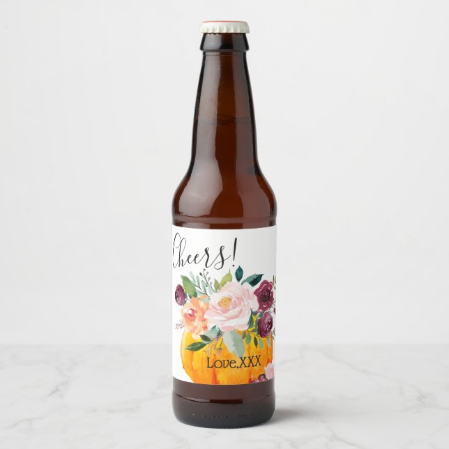 Rótulo Para Garrafa De Cerveja garrafa de vinho Festa de outono, abóbora, outono, (Frente)
