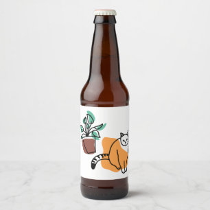 Rótulo Para Garrafa De Cerveja Gato e planta