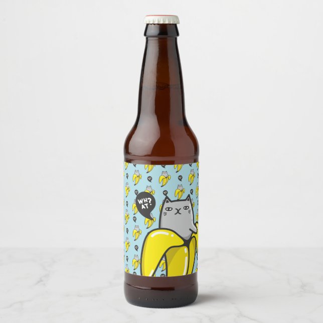 Rótulo Para Garrafa De Cerveja Gato na banana (Frente)