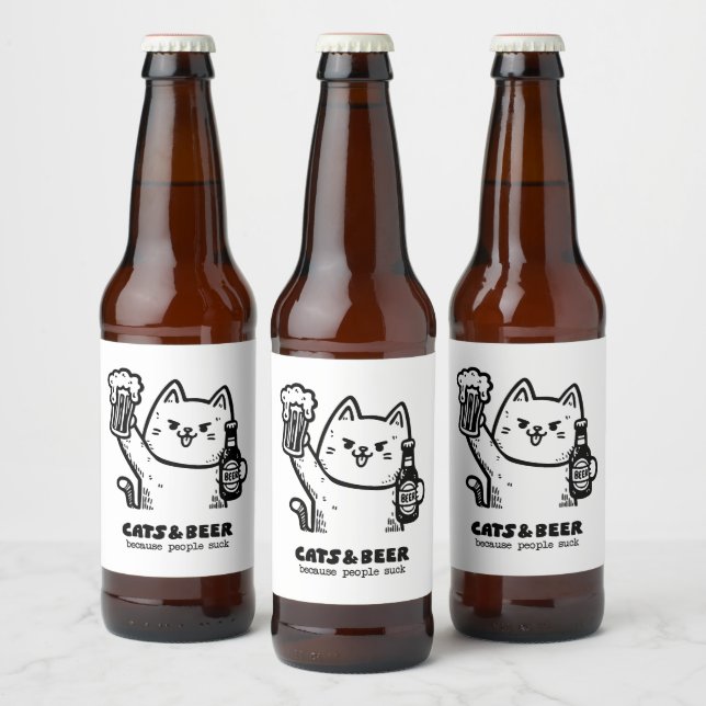 Rótulo Para Garrafa De Cerveja Gatos e cerveja 1 (Garrafas)