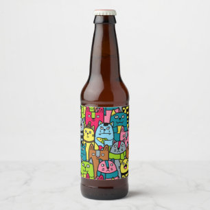 Rótulo Para Garrafa De Cerveja Gatos e gatinhos