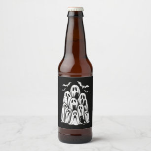Rótulo Para Garrafa De Cerveja Gatos Fantasmas Amantes do Halloween Outono Tempor