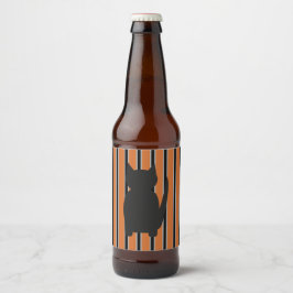 Rótulo Para Garrafa De Cerveja Gatos pretos em silhueta de Halloween divertidos e