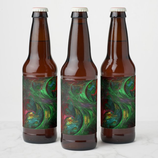 Rótulo Para Garrafa De Cerveja Genesis Abstrato Art Verde (Garrafas)