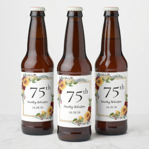 Rótulo Para Garrafa De Cerveja Girassóis de 75 Anos de Idade