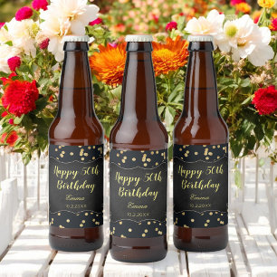 Rótulo Para Garrafa De Cerveja Glam de Brilho de Hoje Dourado Negro