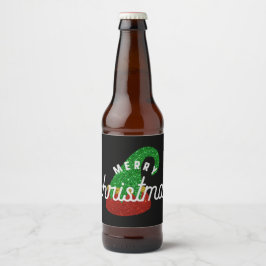 Rótulo Para Garrafa De Cerveja Glitter Elf Hat