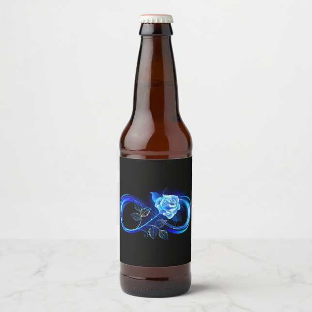 Rótulo Para Garrafa De Cerveja Glowing infinity with blue rose (Frente)
