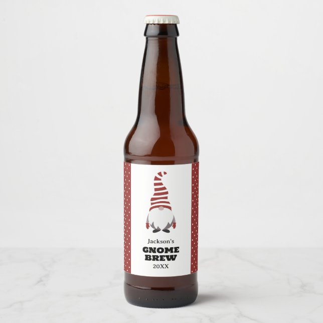 Rótulo Para Garrafa De Cerveja Gnomo Brew Holiday (Frente)