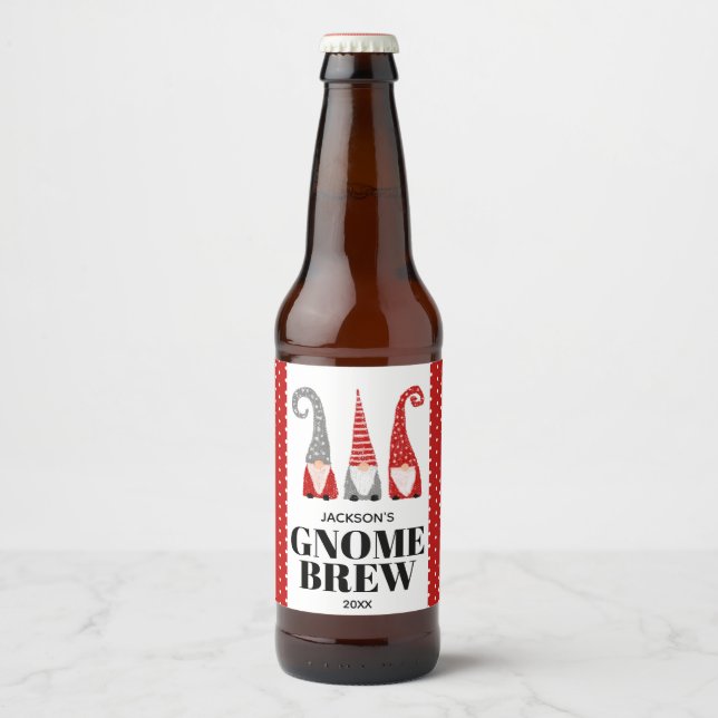 Rótulo Para Garrafa De Cerveja Gnomos personalizados fazem natal suecos (Frente)