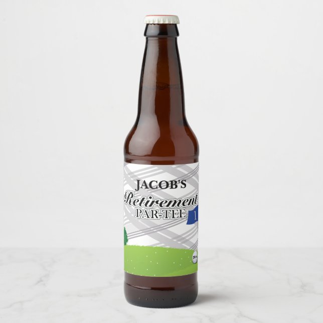 Rótulo Para Garrafa De Cerveja Golfe, Cinza de Retirada de Xadrez (Frente)