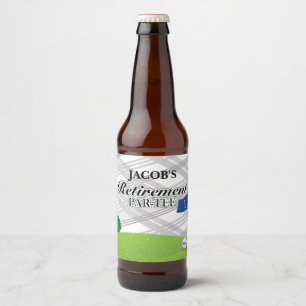 Rótulo Para Garrafa De Cerveja Golfe, partido de aposentadoria cinzento da xadrez