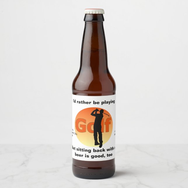 Rótulo Para Garrafa De Cerveja Golfer Silhouette Sunset (Frente)