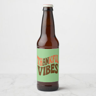 Rótulo Para Garrafa De Cerveja Graças a Vibes, Vintage, Ação de Graças