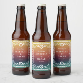 Rótulo Para Garrafa De Cerveja Gradient Sunset Papel Picado Inspirou Casamento