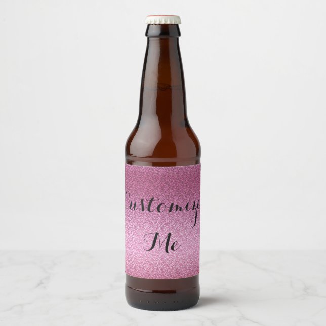 Rótulo Para Garrafa De Cerveja Gradiente da Gliteria Rosa (Frente)