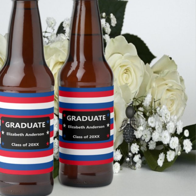 Rótulo Para Garrafa De Cerveja Graduação de Estrelas e Stripes Patrióticas (Criador carregado)