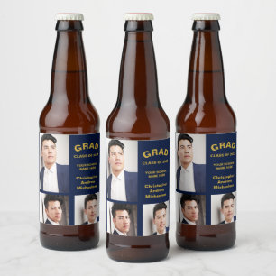 Rótulo Para Garrafa De Cerveja Graduação de Foto com Tipografia Minimalista 3
