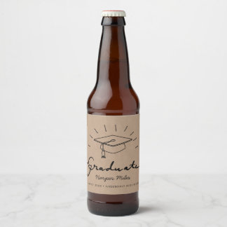 Rótulo Para Garrafa De Cerveja Graduação que rabisca com festa de raios
