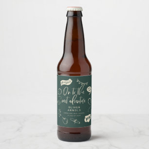 Rótulo Para Garrafa De Cerveja Graduação Quirky Doodle Próximo Adventure Green