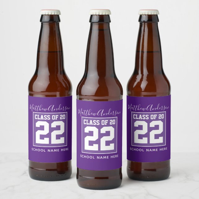 Rótulo Para Garrafa De Cerveja Graduação Roxo Real Clássico (Garrafas)