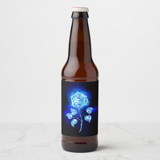 Rótulo Para Garrafa De Cerveja Gravação de Rosa Azul (Frente)