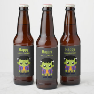 Rótulo Para Garrafa De Cerveja Green Frankenstein Monster Halloween
