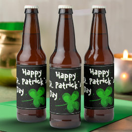 Rótulo Para Garrafa De Cerveja Green Shamrock Irish Happy Day, Rua feliz irlandes