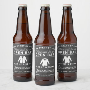 Rótulo Para Garrafa De Cerveja Groomsmen Proposal Beer Label