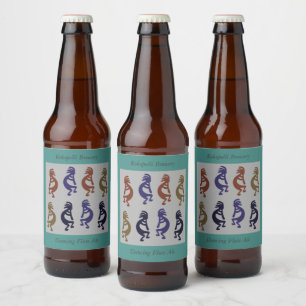 Rótulo Para Garrafa De Cerveja Grupo Kokopelli de Flautas que tocam figuras de ce