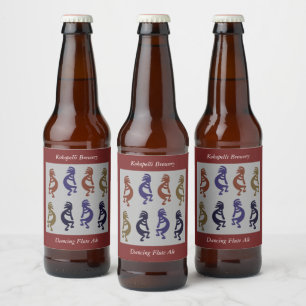 Rótulo Para Garrafa De Cerveja Grupo Kokopelli de Flautas que tocam figuras de ce