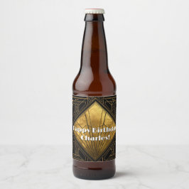 Rótulo Para Garrafa De Cerveja Guardanapos de papel Art Déco preto e dourado