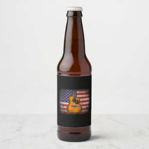 Rótulo Para Garrafa De Cerveja Guitarra 4 de julho Gift American Flag USA - Count