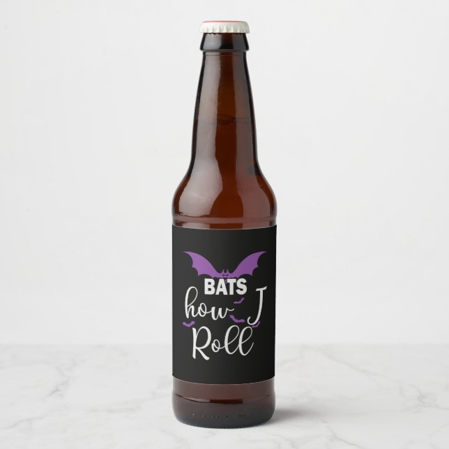 Rótulo Para Garrafa De Cerveja Halloween Bats How I Roll Birthday (Frente)