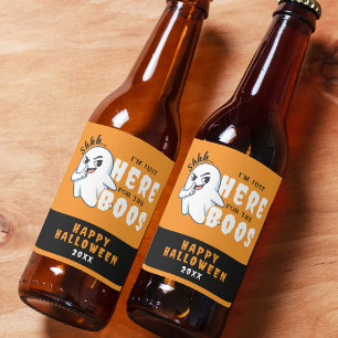 Rótulo Para Garrafa De Cerveja Halloween Engraçado Fantasma Pun Só Aqui para os B