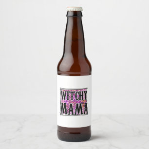 Rótulo Para Garrafa De Cerveja Halloween Leopard Witchy Mama Aniversário