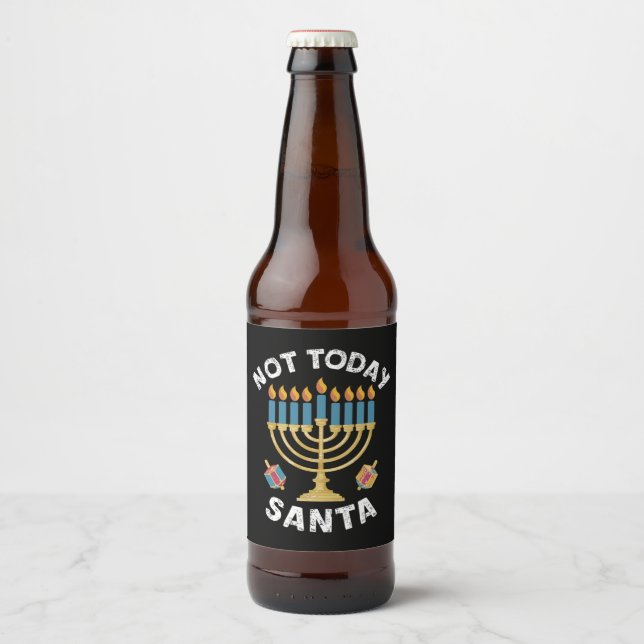 Rótulo Para Garrafa De Cerveja Hanukkah Hoje Não Papai noel o judeu Chanukah (Frente)