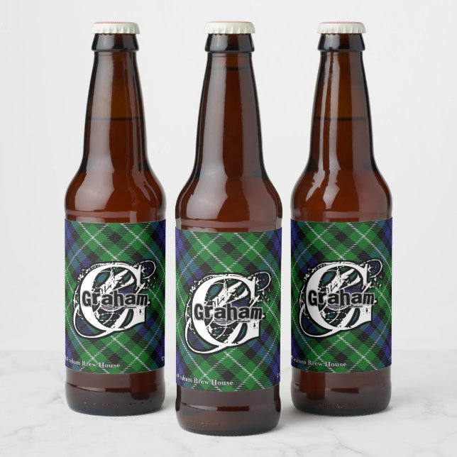 Rótulo Para Garrafa De Cerveja Happy Scotsman Clan Graham Tartan Monogramo (Garrafas)