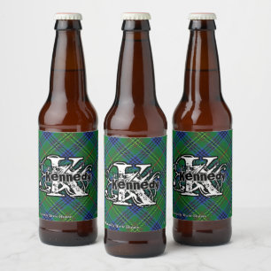 Rótulo Para Garrafa De Cerveja Happy Scotsman Clan Kennedy Tartan Monogramo