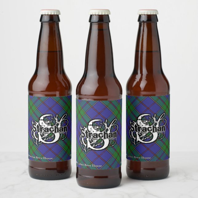 Rótulo Para Garrafa De Cerveja Happy Scotsman Clan Strachan Tartan Monogramo (Garrafas)